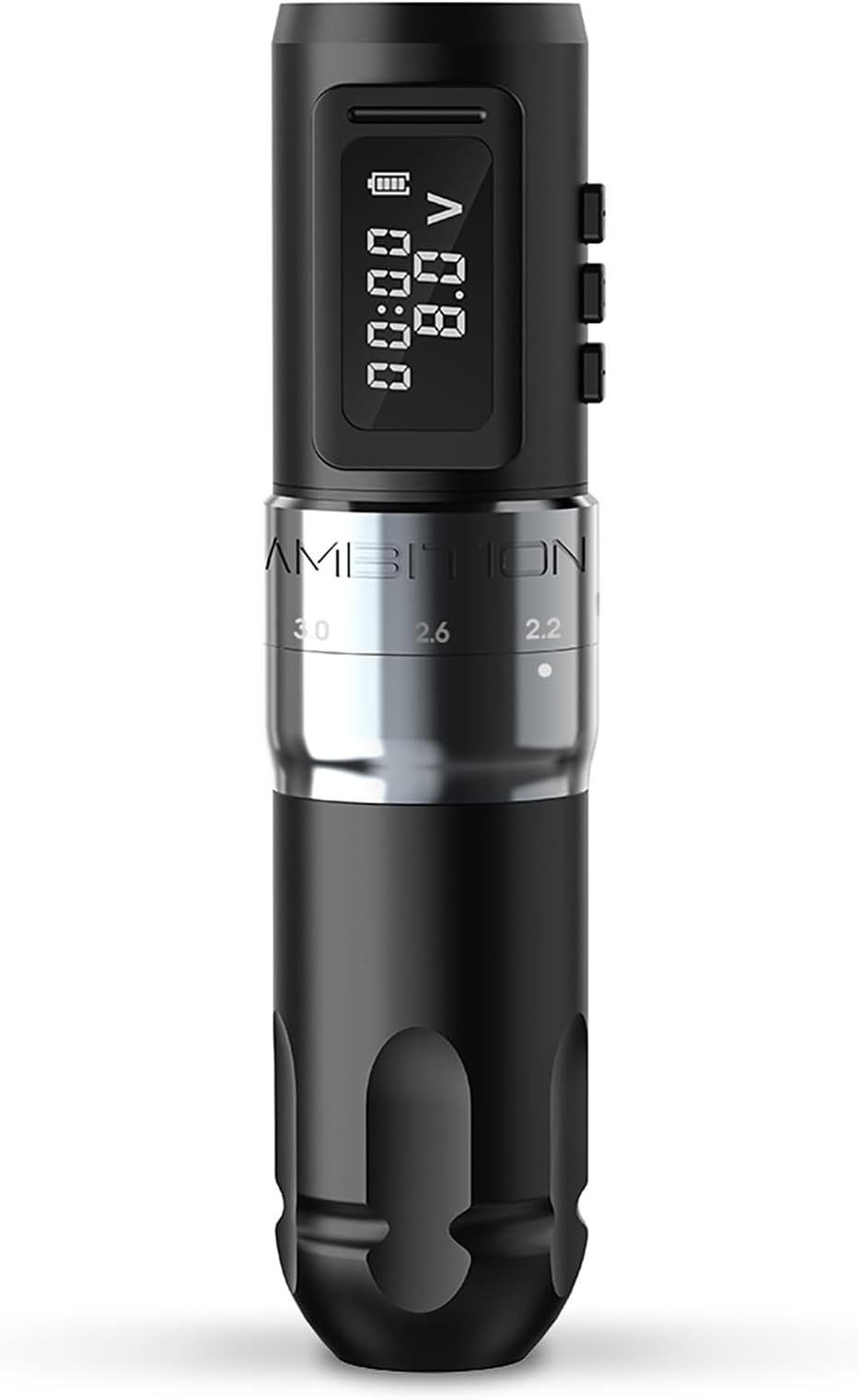 Ambition MARS-U Wireless Tattoo Machine with Adjustable Stroke - Rotary Cartridge Tattoo Machine Pen with 1800mAh Power Coreless Motor Digital LED Display for Professional Tattoo Artist Grey