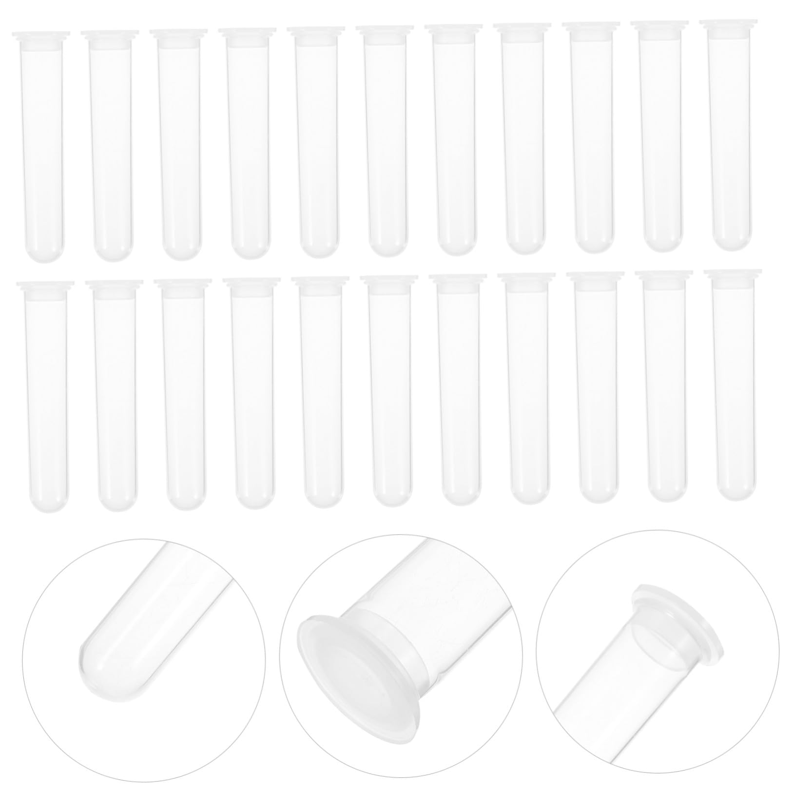 SOLUSTRE 100 Szt. Sztuk Plastikowych Probówek Wirówkowych z Okrągłym Dnem z Korkiem Szczelne i Trwałe Do Przechowywania Próbek Laboratoryjnych i Eksperymentów