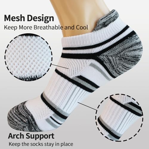 BIOAUM Womens Cotton Ankle Anti-blister Thick Cushioned Wicking Odor Resist Athletic Running Socks 5-6 Pairs3