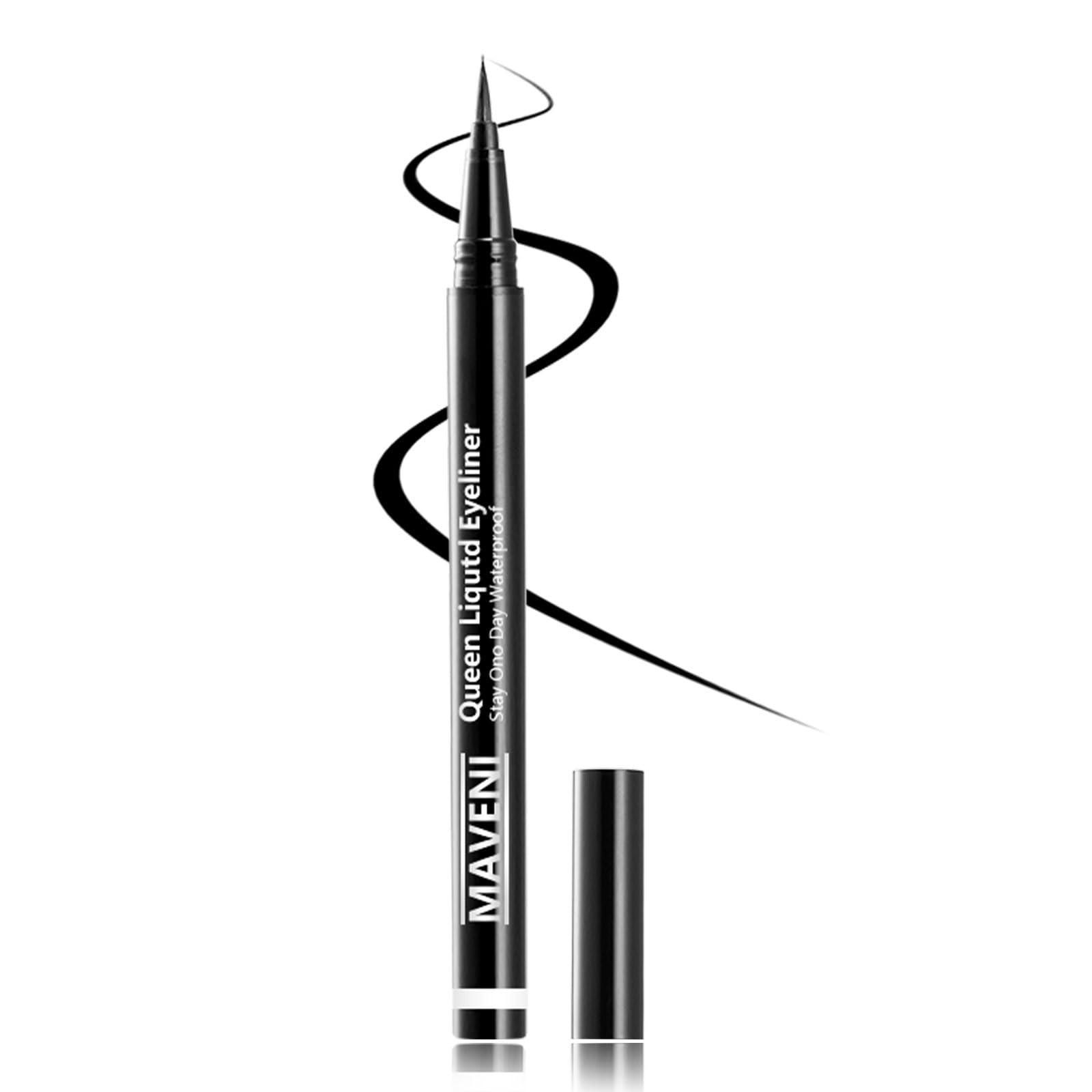 Waterproof Liquid Eye Liner Stay One Day Makeup with Fine Brush Tip Lasting Satin Finish Smudge-Proof Transfer-Resistant 01