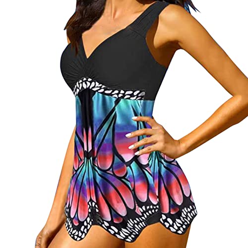 Soutien-gorge push-up intégré sur ce maillot de bain tankini deux pièces noir confortable L