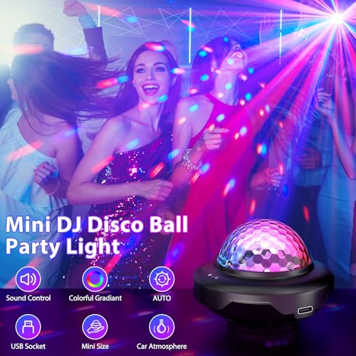 Rechargeable Disco Ball, Battery Powered Party Lights, Strobe Lights with Auto Sound Activated DJ Lighting for Indoors, Party, Wedding, Events, Karaoke, Dance, Bars, Home, Room (1pc)