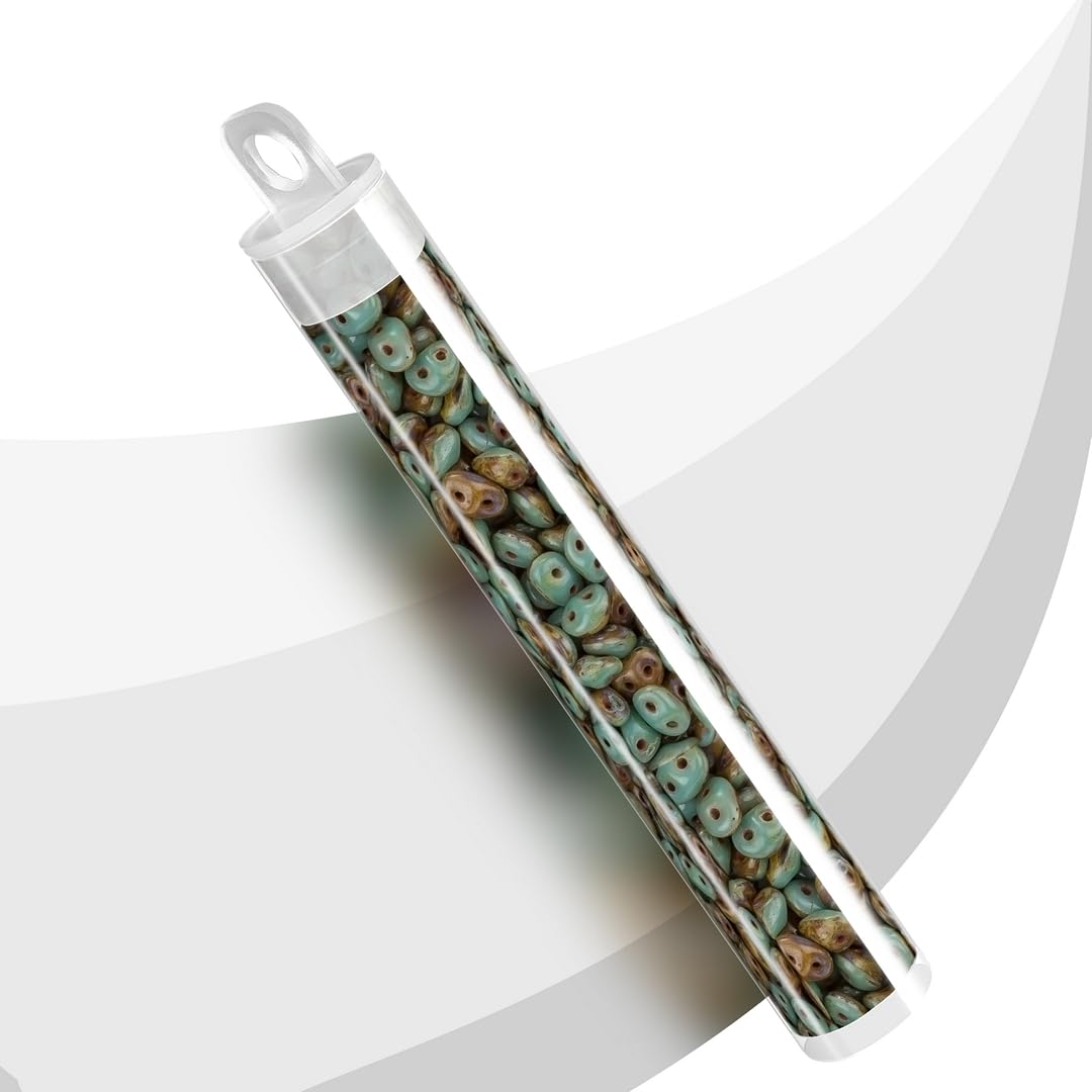 SuperDuo™ Duets™ Green Turquoise Ivory Dark Travertine