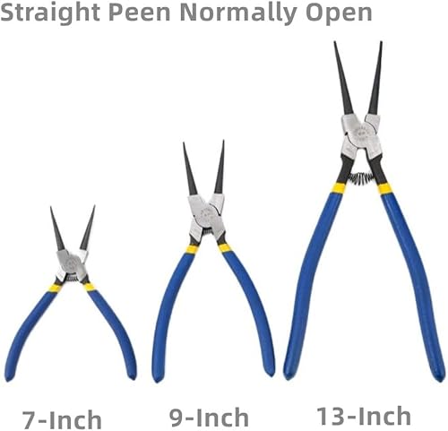Miniatura 7 de Juego de 4 alicates de clip de 7 pulgadas, 9 pulgadas, 13 pulgadas, incluye alicates externos e internos, Alicate para Anis con punta doblada y