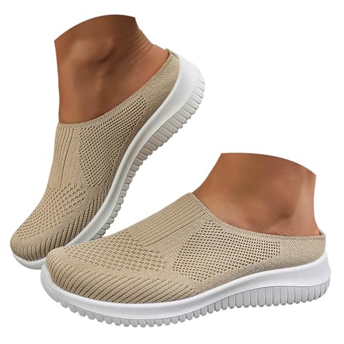 Orthopedic Shoes for Women 2025,Womens Mules Shoe Slip on Sneakers Knit Flats Lightweight Breathable Comfortable Walking Sandals