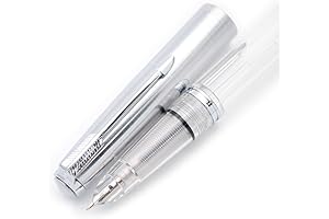 czxwyst 601 Steel Cap Vacuum Fill Fountain Pen Refined Style New (transparent-2)