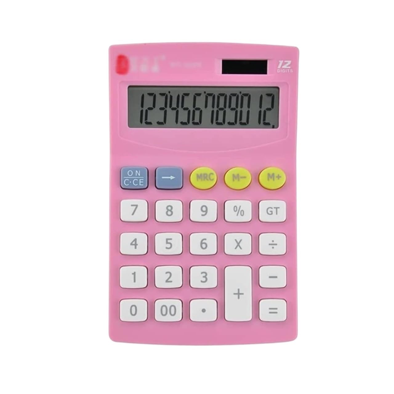 Calcolatrice per Ufficio Calcolatrice da Tavolo A 12 Cifre con Display LCD E Pulsante Sensibile, Doppia Alimentazione Solare E A Batteria Scuola(Pink)