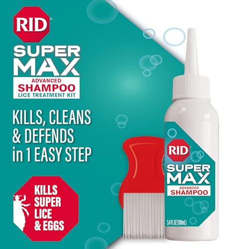 Image of RID Super Max Advanced Shampoo Lice Removal Treatment, 3.4 Fl Oz, Includes Nit Removal Comb