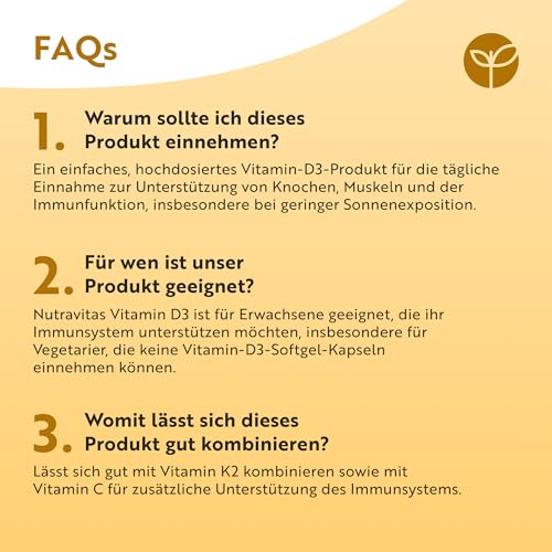 Nutravita Vitamin D3 2000 I.E - 400 Vit D Tabletten, 1+ Jahr - Vegetarisch - Hochdosiert Sonnenvitamin für Immunsystem, Knochen, Zähne & Muskeln - Vitamin D hochdosiert - Laborgeprüft Cholecalciferol