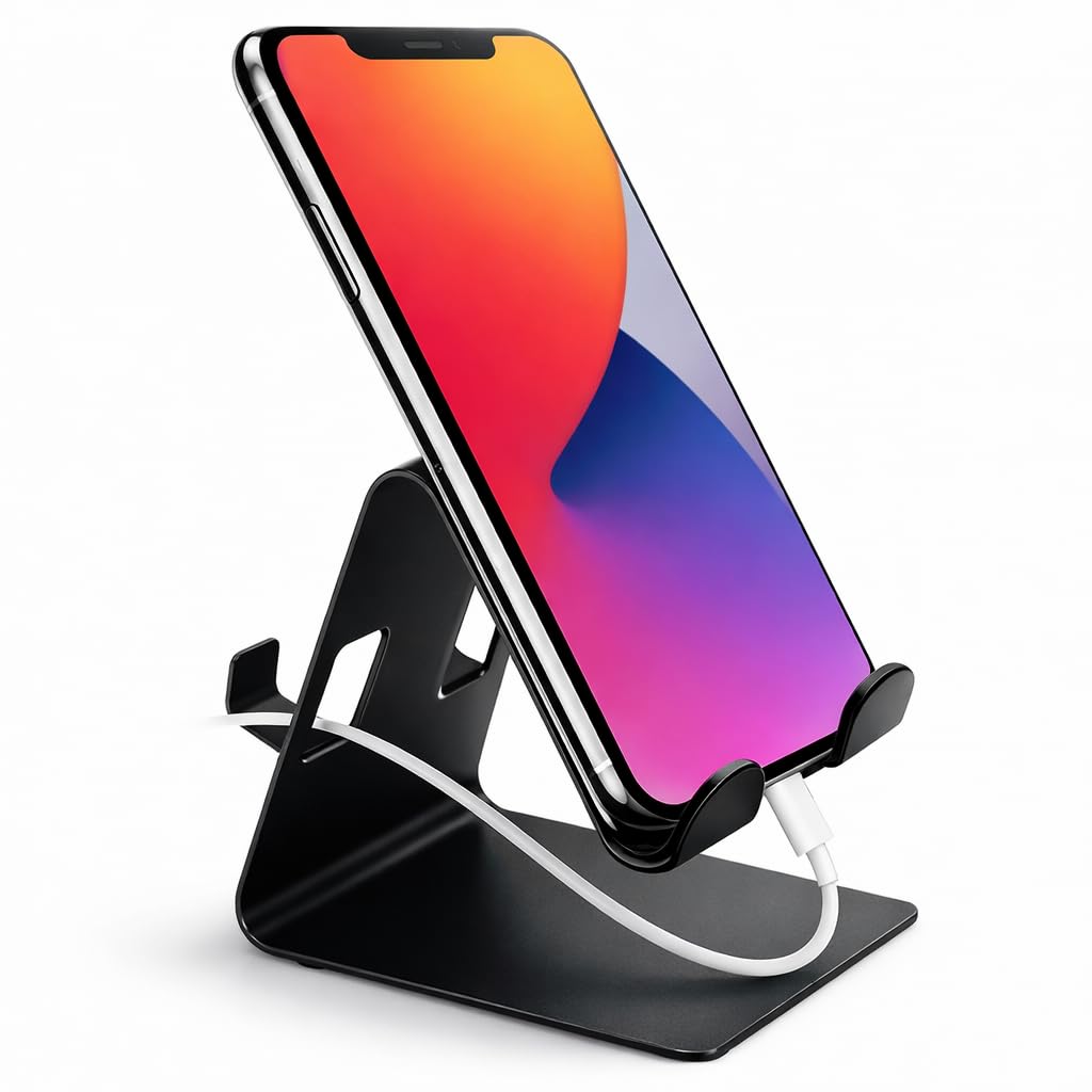 Dual Side Metal Mobile Stand | 2-in-1 Mobile Holder | Premium Metal Design with Wide Compatibility for Smartphones & Mobile Devices | Matte Black-image-5