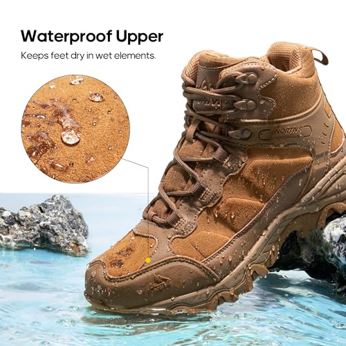 Image of NORTIV 8 Men's Waterproof Hiking Boots Outdoor Mid Trekking Backpacking Mountaineering Shoes