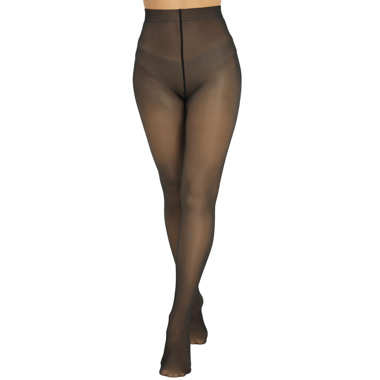 Photo 1 of * 3 PACK * MANZI Women's Winter Warm Opaque Tights Black Sheer Leggings Thick Thermal Fake Translucent Skin Color Pantyhose 80g Large-X-Large Black * NO RETURNS *