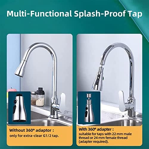 Aedcbaide Kitchen Tap Spray Head FM22 M24 Tap Aerator 360° Swivel Faucet Sprayer Attachment Tap Extender for Kitchen Sink G1/2 Kitchen Taps with 3 Modes Spray Tap Adapter Kitchen Sink Taps