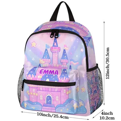 Personalized Toddler Backpack, Custom Backpack with Name/Text, Castle Kids' Backpack for Girls with Chest Strap2