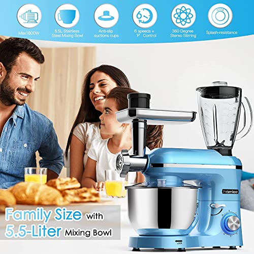 Homlee 3 in 1 Universal Küchenmaschine 1800W Multifunktionale Knetmaschine 6-stufige Gescheindigkeit Mixer, mit… – Bild 6