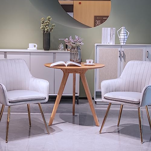 Image of Velvet Dining Chair Set of 2 - Modern Mid-Back Accent Chair with Gold Plating Legs - Comfy Upholstered Chair for Living Room,Bedroom&Reception Room (Velvet Grey, Set of 2)