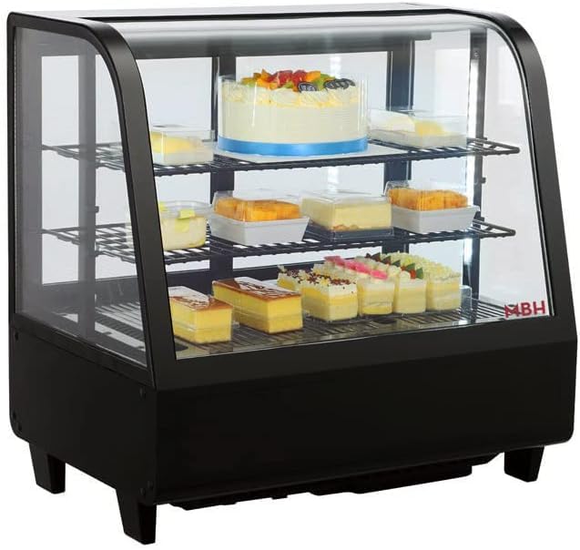 MBH - Vitrina expositora refrigerada profesional sobre mostrador 100 litros. Frigorífico expositor industrial pequeño para hostelería - Color negro.