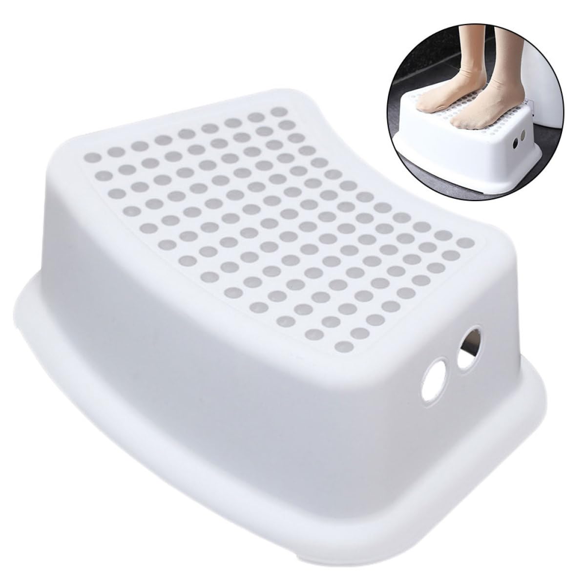 Sgabello Ragazzo Ragazza Antiscivolo in Plastica, Leggero e Portatile, per Bagno e Toilette, Struttura Rettangolare Robusta, Bianco per Ragazzo Ragazza