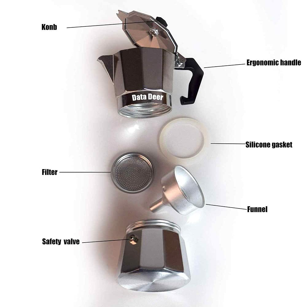 Caffettiera in Alluminio per Moka, Espresso, bollitore per caffè, Cafetera, casa, Esterno (9 tazze/450 ml) (Un Colore, 6 tazze/300 ml)
