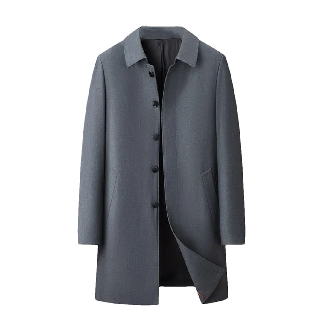 Uomini Tinta unita Lungo Risvolto Trenchcoat Con Tasche Capispalla Affari Casual Cappotto