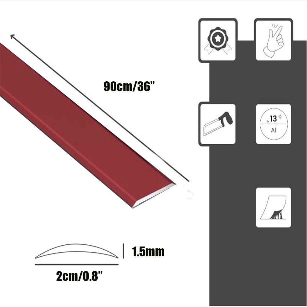 Listwa przejściowa podłogowa 35,4x0,8 cala aluminiowa płaska listwa rozdzielająca podłogowa samoprzylepne listwy progowe, do zakrywania szczelin w drzwiach(Gray,2Pcs)