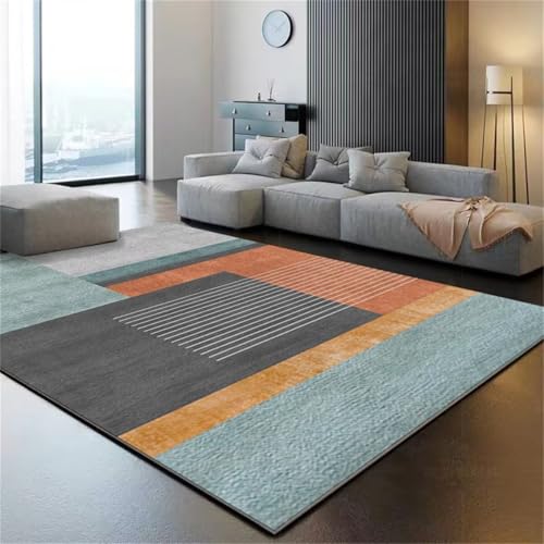 Tapis de chambre ado résistant aux taches et durable géométrique bleu