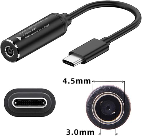 Miniatura 7 de NFHK DC Jack 0.177x0.118 in Entrada a USB-C Tipo-C Cable de carga de enchufe de alimentación para teléfono portátil PD9V 5V 20V