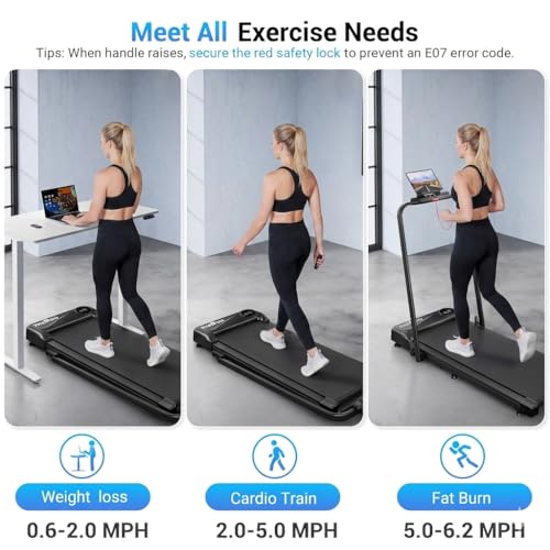 Image of THERUN Walking Pad with Handle Bar, Walking Pad Treadmill for Home, Compact Treadmills with APP, Under Desk Treadmill, Portable Treadmill with Quiet Core