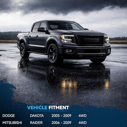 Image of Detroit Axle - 4WD Front End Suspension Kit for 2005-2009 Dodge Dakota Mitsubishi Raider 2 Ready Struts w /Coil Spring Assembly 2 Upper Control Arms w /Ball Joints 2 Sway Bars 2006 2007 2008 Replacement