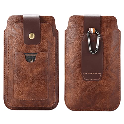 Yoidesu Leather Cell Phone Holster Case with Belt Loop Pouch Retro Belt Waist Men's Hiking Holder Cover for Men, PU Leather Belt Clip Holster Pouch Holder Carrying Case for