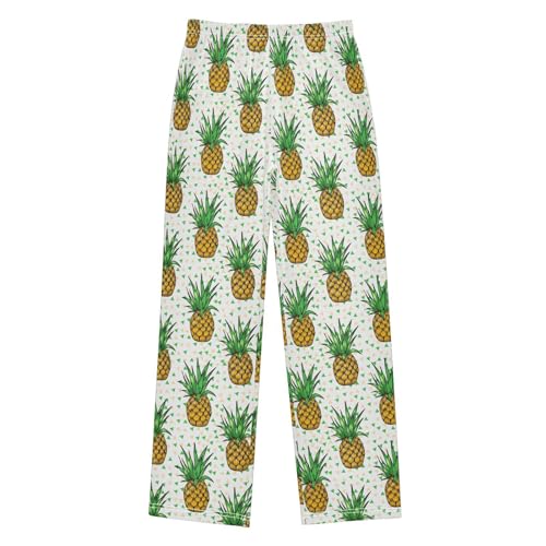 ZZXXB Geometry Pineapple Boys Long Pants Soft Trousers Elastic Waist Kids Lounge Bottoms with Pockets S-XL