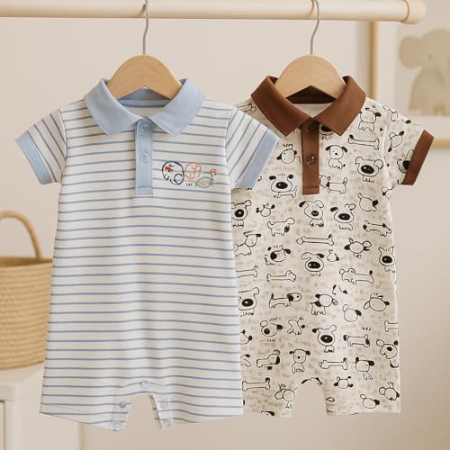 Image of TuddyBuddy 100% Cotton Romper /Jumpsuit /Bodysuit Set for Baby (Pack of 2 Playsuits)