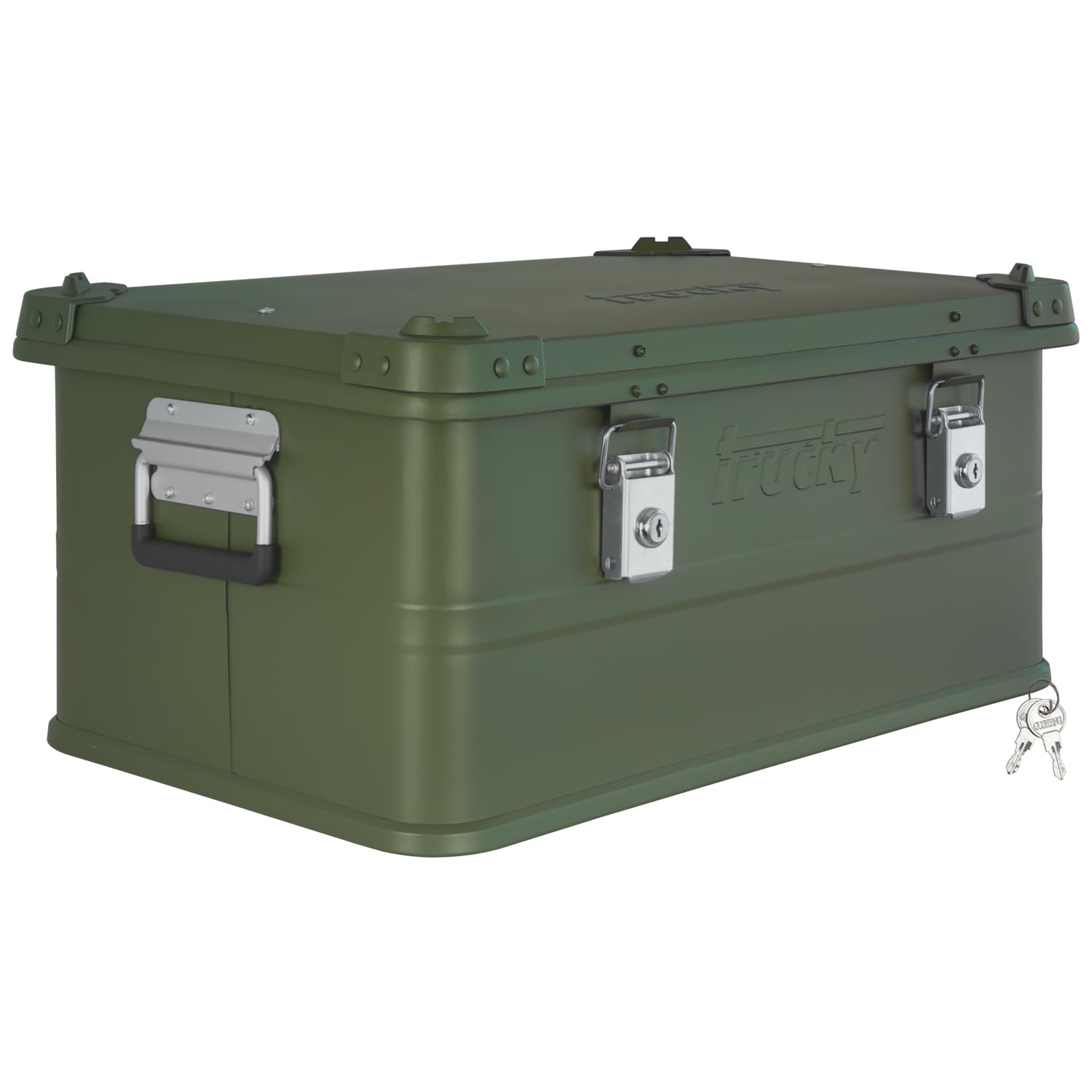 Trucky Aluminium Box mit Deckel Grün Aluminium Kiste 50 Liter Transportbox