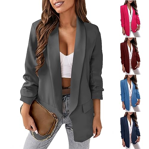 Womens Casual Blazer 2025 Spring Fall Fashion Long Sleeve Open Front Work Office Suit Jackets Business Casual Clothes
