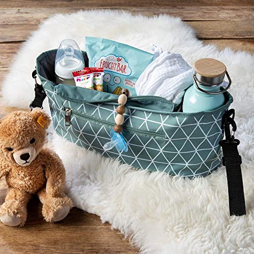 luxdag Kinderwagen Buggy Organizer mit Reißverschluss (Farbe & Motiv wählbar) - Kinderwagentasche zum Anhängen - Baby Zubehör