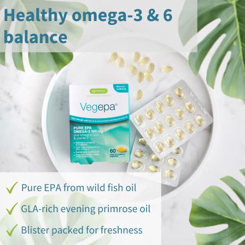 Vegepa-Omega-3-6-Essential-Fatty-Acids-Wild-Fish-Oil-Evening-Primrose-Oil-560mg-EPA-Omega-3-per-Serving-60-Capsules