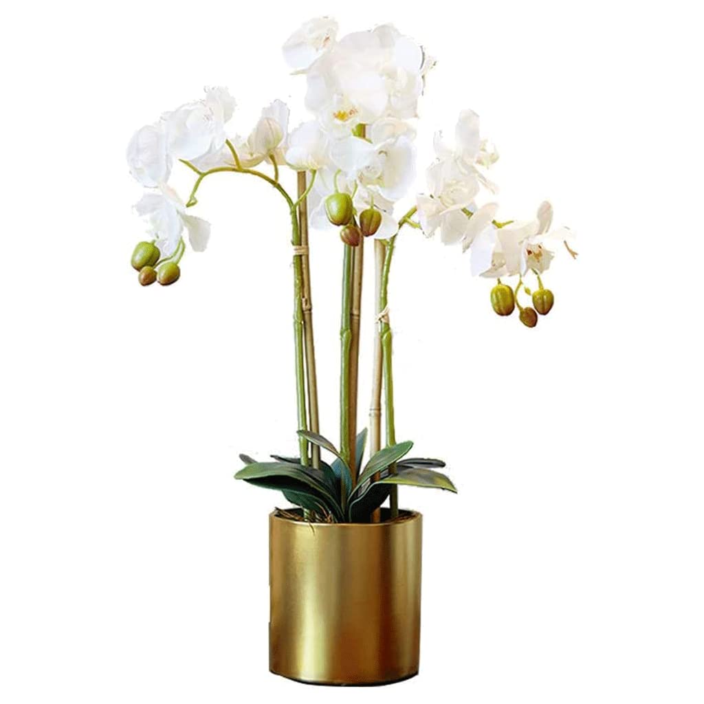 XDLEDMKIZ Orchid Artificial Flowers Faux Orchids with Creative Vase Artificial Phalaenopsis Flowers Flower Arrangement Dried Flower Small Pot Artificial Flowers natural l