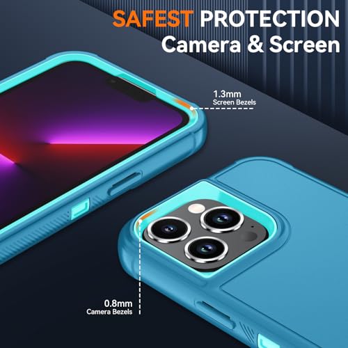 Image of SunStory Compatible with iPhone 13 Pro Max Case with HD Screen Protector, 3-Layer Heavy Duty Full-Body Cover,3 in 1 Hybrid Protective Case for iPhone 13 Pro Max 6.7 inch,LakeSkyBlue