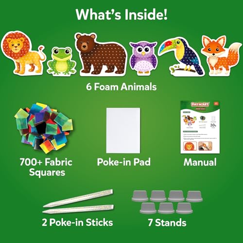 Image of Skillmatics Poke-in Art Animals Dirt-Free DIY Wooden Craft Kit for Kids, Creative Fine Motor Skills, Role Play & Room Decoration, Gift for Girls and Boys Ages 4, 5, 6, 7, 8, 9
