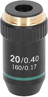20X Achromatic Microscope Objective Lens Brass Chrome Plated 20.2mm Interface for Compound Microscopes