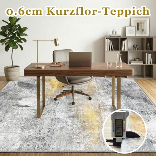 Tapis de salon moderne lavable antidérapant blanc et gris clair