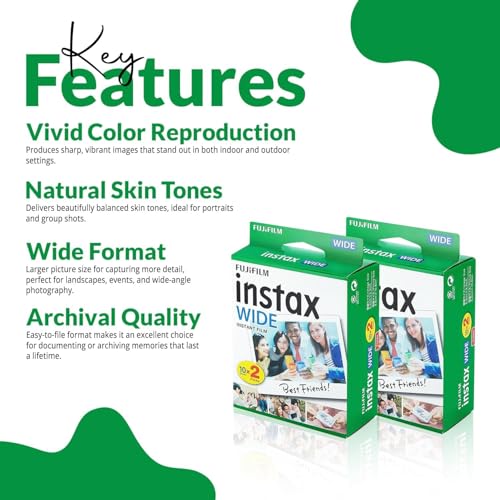 Image of Fujifilm Instax Wide Instant Film Twin Pack with Free Bonus Cap Keeper - (6 x Twin Packs)