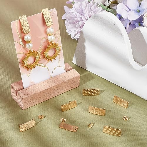 UNICRAFTALE 20Pcs 5 Style Golden Rectangle Stud Earring 304 Stainless Steel Textured Ear Stud Finding with Vertical Loops Metal Earrings Posts with Ear Nuts for Earring Jewelry Making - Image 2