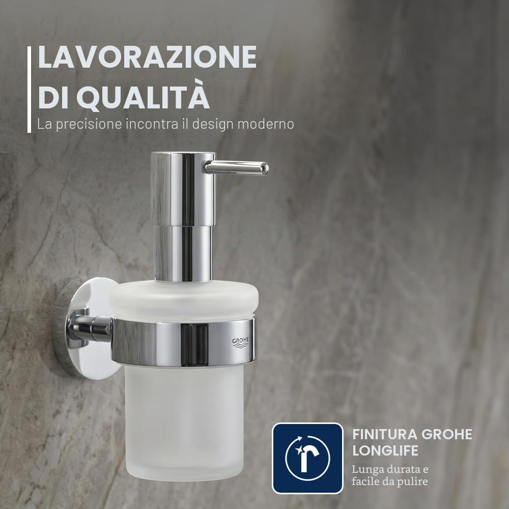 Grohe Dispenser Sapone con Supporto Essentials Cromo 40448001