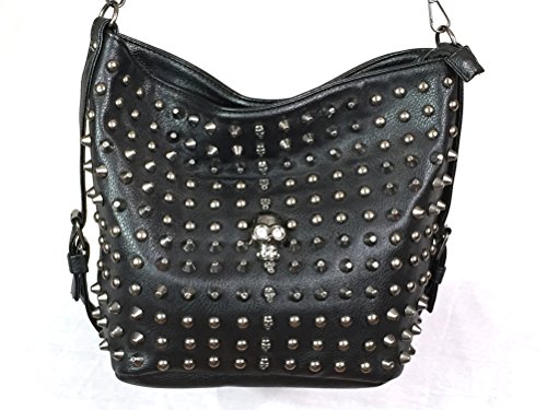 Skull Studded Cross Body Shoulder Bag for Women Black2