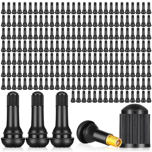 Image of Tallew 500 Pieces TR413 Tire Valve Stems, Rubber Snap-in Tubeless, Black