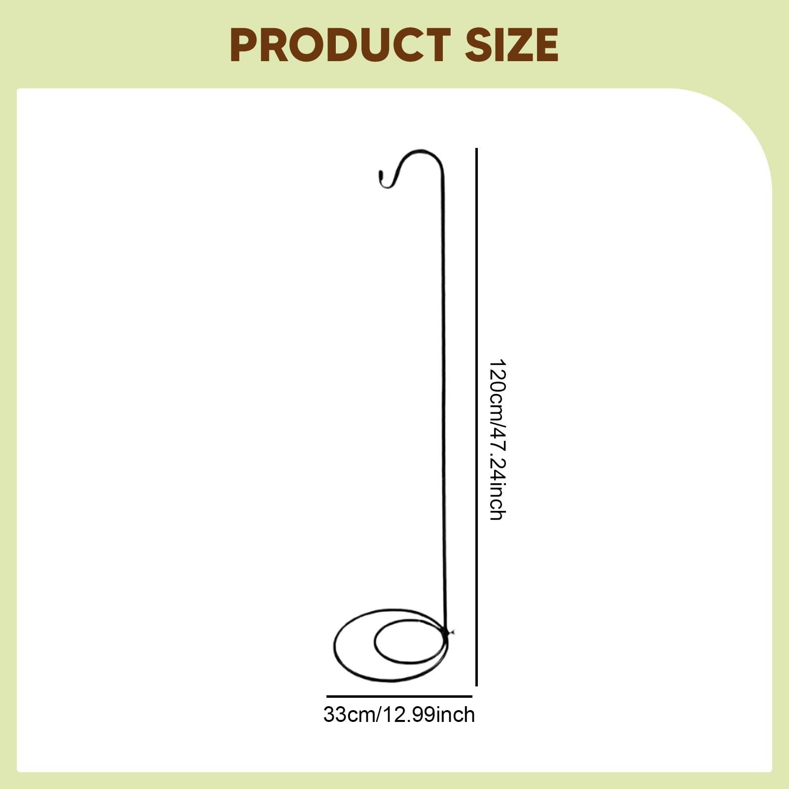 Lot de 2 Supports en Forme de Crochet de Berger, faciles à Installer, en Fer avec Base Plate, pour lanternes, Jardins et patios.
