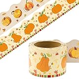 Fall Bulletin Board Border Thanksgiving Pumpkin Straight Trim Two Sided Printed for Thanksgiving Harvest Classroom Party Decoration 36ft One Roll