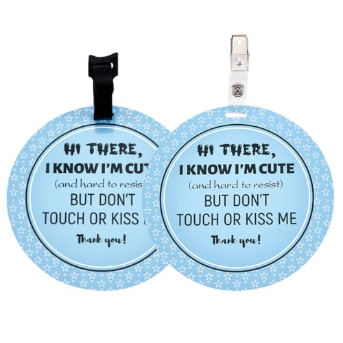 Image of PLIGREAT 2 Pack Please Don't Touch or Kiss Baby Sign Baby Shower Gifts Stop Touching Baby Sign Hang Tags for Newborn Baby Girls Boys Preemies Stroller Baby Carrier Car Seat No Touching Baby Signage