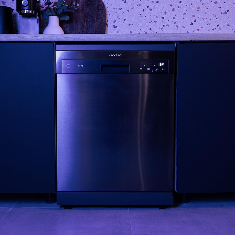 Cecotec Lavastoviglie Compatto 60cm Bolero Aguazero 6110 Dark E. 1850W, 13 Coperti, 6 Programmi, Funzioni Mezza Carica, Programma 3 in 1, Avvio Ritardato, Dry+, FullTouch e ChildLock